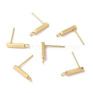 304 Stainless Steel Stud Earring Finding, with Horizontal Loop, Rectangle, Real 18K Gold Plated, 13x3mm, Hole: 1.8mm, Pin: 0.8mm.(X-STAS-C080-06C-G)