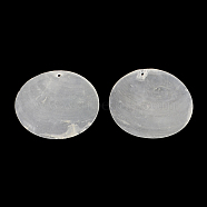 Flat Round Capiz Shell Pendants, WhiteSmoke, 50x0.5~1mm, Hole: 2mm(SSHEL-R035-12)