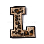 Polyester Computerized Embroidery Cloth Iron On Sequins Patches, Leopard Print Pattern Stick On Patch, Costume Accessories, Appliques, Letter.L, 61x47x1.5mm(PATC-SZC0001-01L)