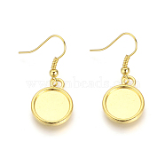 Brass Earring Hook Findings, with Alloy Double-sided Tray, Flat Round, Golden, Tray: 12mm, 35mm(X-MAK-R009-06G)