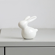 Easter Theme Ceramic Rabbit Figurines, for Home Office Desktop Decoration, White, 65x73mm(PW-WG45787-01)