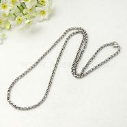Stainless Steel Necklaces, with Lobster Clasps, Stainless Steel Color, 18 inch(45.7cm)(NJEW-C074-05)