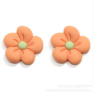 Resin Frosted Cabochons, DIY for Earrings & Bobby pin Accessories, Flower, Orange, 24x6mm(CRES-TAC0003-01D)