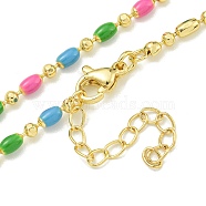 Brass Enamel Column Link Chain Necklaces, Real 18K Gold Plated, Lead Free & Cadmium Free & Nickel Free, Long-Lasting Plated, Colorful, 17.13~17.72 inch(43.5~45cm)(NJEW-H039-10A-01G)