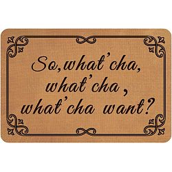 Linen and Rubber Ground Mat, Rectangle with Word So What' Cha What' Cha What' Cha Want, Peru, Word, 40x60cm(AJEW-WH0142-009)