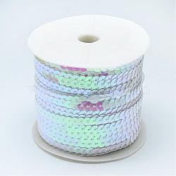 AB-Color Plastic Paillette Beads, Sequins Beads, Ornament Accessories, Flat Round, White, 4mm, about 100yards/roll(PVC-Q083-4mm-319)