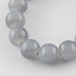 Imitation Jade Glass Beads Strands, Spray Painted, Round, Light Grey, 8mm, Hole: 1.3~1.6mm, about 100pcs/strand, 31.4 inch(DGLA-S076-8mm-30)
