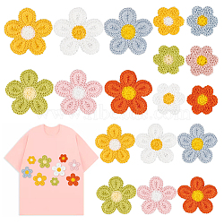 54pcs 18 Style Candy Color Two Tone Crochet Flower Appliques, Computerized Embroidery Cloth Patches, Costume Accessories, Sewing Craft Decoration, Mixed Color, 35~60x35~58x1.5~2.5mm, 3pcs/style(PATC-GA0001-23)