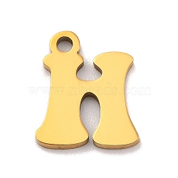 201 Stainless Steel Charms, Laser Cut, Letter Charm, Letter H, 10.5x9x1mm, Hole: 1.2mm(STAS-U016-01G-H)