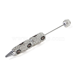 Iron Beadable Pen, Ball-Point Pen, with Polymer Clay Rhinestone, for DIY Personalized Pen with Jewelry Beads, Random Underlay, Crystal, 149x16mm(AJEW-R001-04I)
