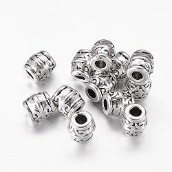 Tibetan Style Alloy Beads, Lead Free & Nickel Free & Cadmium Free, Barrel, Antique Silver, about 8mm wide, 8mm thick, hole: 3mm(X-LF1557Y-NF)