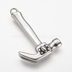 304 Stainless Steel Pendants, Hammer, Antique Silver, 48x30x7mm, Hole: 3.5mm(STAS-F063-48)