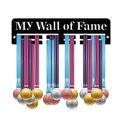 Acrylic Medal Holder, Medals Display Hanger Rack, with Hanger Hooks, Medal Holder Frame, Rectangle with Word MY WALL OF FAME, Black, 75x290x10mm(AJEW-WH0296-011)