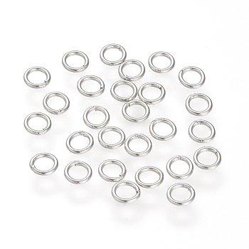 304 Stainless Steel Round Rings, Soldered Jump Rings, Closed Jump Rings, Stainless Steel Color, 21 Gauge, 4x0.7mm