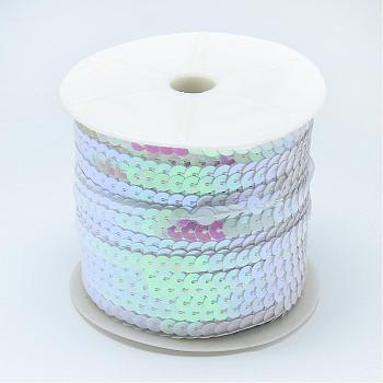 AB-Color Plastic Paillette Beads, Sequins Beads, Ornament Accessories, Flat Round, White, 4mm, about 100yards/roll