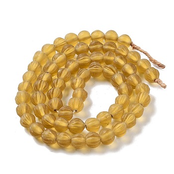 Handmade Lampwork Beads, Pumpkin, Gold, 10.5x9.5mm, Hole: 1.5mm, about 64pcs/strand, 25.79''(65.5cm)
