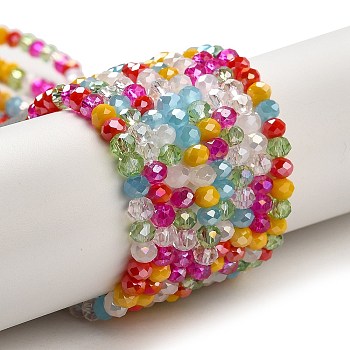 Glass Beads Strands, Faceted, Rondelle, Mixed Color, 4x3mm, Hole: 0.4mm, about 123~127pcs/strand, 15.75~16.5 inch(40~42cm)
