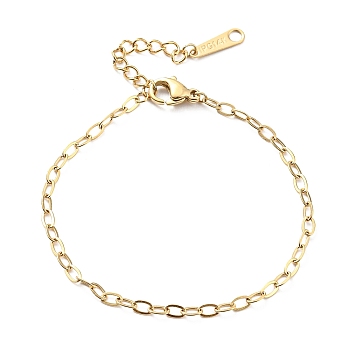 304 Stainless Steel Cable Chain Bracelet for Women, Golden, 7-5/8 inch(19.4cm)