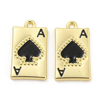 Alloy Enamel Pendants, Ace of Spades Charm, Golden, 22x12.5x2.5mm, Hole: 1.8mm