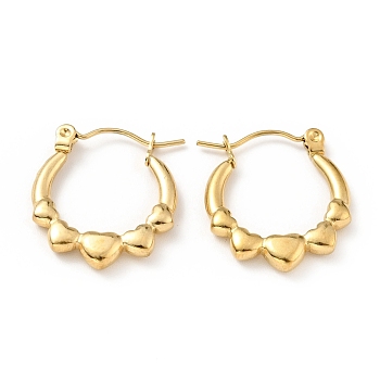 Ion Plating(IP) 304 Stainless Steel Heart Wrap Hoop Earrings for Women, Golden, 20x18x3mm, Pin: 0.8mm