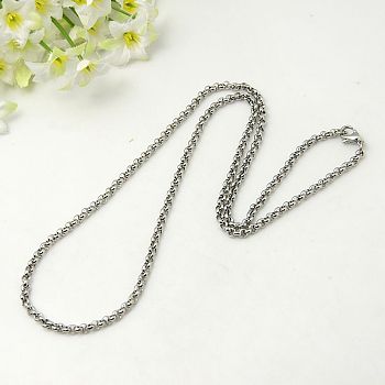 Stainless Steel Necklaces, with Lobster Clasps, Stainless Steel Color, 18 inch(45.7cm)