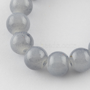 8mm LightGrey Round Glass Beads