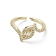 Rack Plating Brass Micro Pave Cubic Zirconia Open Cuff Rings(RJEW-K257-41G)-2