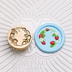 Golden Tone Round Wax Seal Brass Stamp Heads, for Wax Seal Stamp, Strawberry Series, Strawberry, 25x14mm, Inner Diameter: 7mm(AJEW-Z034-01G-04)