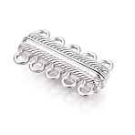 Brass Magnetic Clasps, Rectangle, 5-Strand, 10-Hole, Platinum, 32x16.5x7mm, Hole: 2.5mm(KK-Q074-03P)