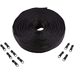 Garment Accessories, Zip-fastener Component Sets, #3 Nylon Zipper & Iron Zipper Puller, Black, 1000x2.5x0.2cm, 1stand, Head: 27mm, 20pcs(FIND-WH0043-15A)