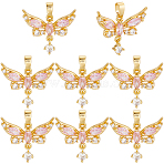 8Pcs Brass Micro Pave Cubic Zirconia Pendants, Butterfly Charms, Real 18K Gold Plated, 19x20x4mm, Hole: 5x2.5mm(KK-BBC0019-37)