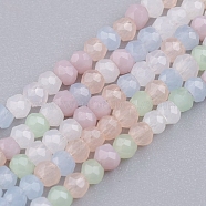 Faceted Glass Beads Strands, Rondelle, Imitation Jade Style, Mixed Color, 2~2.5x1.5~2mm, Hole: 0.6mm, about 187pcs/Strand, 12.91 inch(32.8cm)(GLAA-G074-A02)