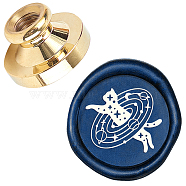 Wax Seal Brass Stamp Head, with Engraving Logo, for Wax Seal Stamp, Round, Cat Pattern, 25x15mm, Hole: 7mm(AJEW-WH0127-35G)