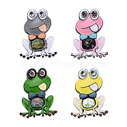 4Pcs 4 Colors Frog Enamel Pins, Animal Alloy Brooches for Backpack Clothes, Electrophoresis Black, Mixed Color, 47x33.5x14.5mm, 1Pc/color(JEWB-SZ0001-65)