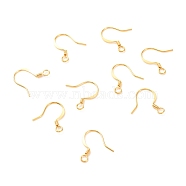 Brass Earring Hooks, with Horizontal Loop, Long-Lasting Plated, Real 18K Gold Plated, 17x16x0.7mm, Hole: 2mm, 21 Gauge, Pin: 0.7mm(KK-F824-015A-G)