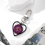 Epoxy Resin Dried Flower Pendant Decorations, Heart, 70x30mm(PW-WG14EC9-04)