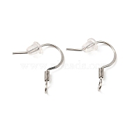 316 Surgical Stainless Steel French Hooks with Coil, Ear Wire with Vertical Loop, Stainless Steel Color, 18x18mm, Hole: 2mm, 21 Gauge, Pin: 0.7mm.(STAS-E163-58P-01)