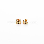 Rack Plating Brass Beads, Nickel Free, Grooved, Column, Real 18K Gold Plated, 3x2mm, Hole: 1.2mm(KK-S360-163)