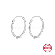 Rhodium Plated 925 Sterling Silver Huggie Hoop Earrings, Platinum, 26mm(HA9525-11)