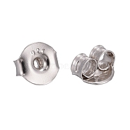 925 Sterling Silver Ear Nuts, Carved 925, Platinum, 6x6.5x3.5mm, Hole: 1mm(X-STER-K167-041P)