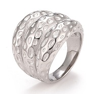 304 Stainless Steel Textured Chunky Finger Ring for Women, Stainless Steel Color, US Size 7 1/4(17.5mm)(RJEW-B040-08B-P)
