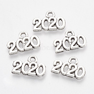 Tibetan Style Alloy Charms, New Year 2020, Lead Free & Cadmium Free, 9x14x1.5mm, Hole: 1.8mm(X-TIBE-T010-35AS-RS)