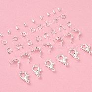 DIY Jewelry Making Finding Kit, Including Zinc Alloy Lobster Claw Clasps, Iron Jump Rings, Brass Crimp Beads & End Bead Tips & Wire Guardian, Silver, 300Pcs/bag(DIY-YW0007-71)