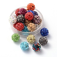 Polymer Clay Rhinestone Beads, Grade A, Round, PP15, Mixed Color, 10mm, Hole: 1.8~2mm, 6 Rows Rhinestone, PP15(2.1~2.2mm)(RB-C1438-10mm-A)