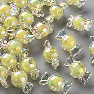 Transparent Acrylic Beads, Bead in Bead, AB Color, Candy, Yellow, 11.5x21.5x11.5mm, Hole: 2.5mm, about 393pcs/500g(TACR-S152-13B-A10)