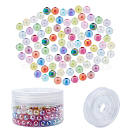 SUNNYCLUE 200Pcs 20 Colors Transparent Acrylic Beads, with 1 Roll Strong Stretchy Beading Elastic Thread, for DIY Children's Day Themed Stretch Making Kits, Mixed Color, 8x7mm, Hole: 2mm(DIY-SC0015-67)