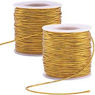 Jewelry Braided Thread Metallic Cords, Gold, 1.3~1.6mm, about 54.68 yards(50m)/roll(MCOR-PH0001-01A)