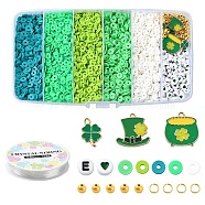 Handmade Polymer Clay Heishi Beads DIY Jewelry Set Kits, Green(DIY-YW0009-51D)