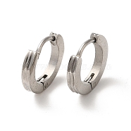 Non-Tarnish 304 Stainless Steel Grooved Hoop Earrings, Stainless Steel Color, 13x2mm(EJEW-P255-10P)