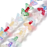 Transparent Glass Beads Strand, Butterfly, Mixed Color, 8x15x4.5mm, Hole: 1mm, about 60pcs/strand, 13.78~14.17 inch(35cm~36cm)(GLAA-K002-02K)